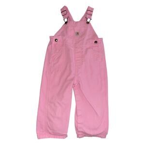 Carhartt Baby Girls Pink Canvas Bib Overalls Size 24 Months
